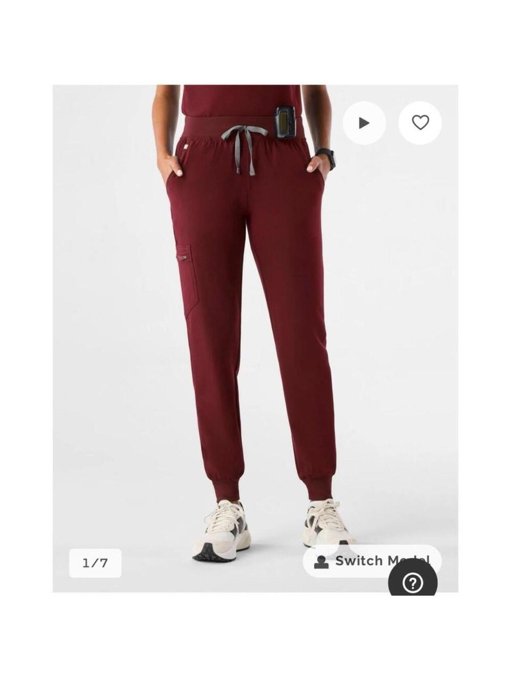 Figs Zamora Jogger Scrub Pants burgundy Size S scrubs medical